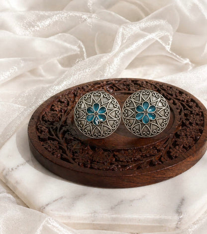 Monalisa stone Statement light-weighted  Silver Earrings