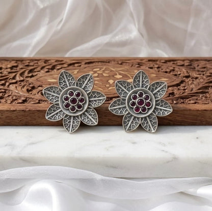 Monalisa stone Statement light-weighted  Silver Earrings