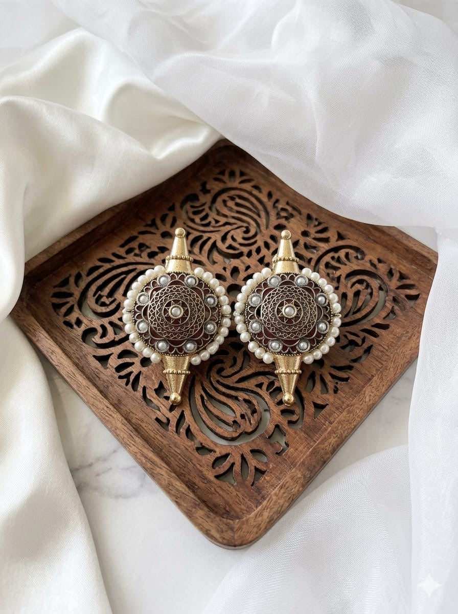 Monalisa stone Statement light-weighted  Silver Earrings