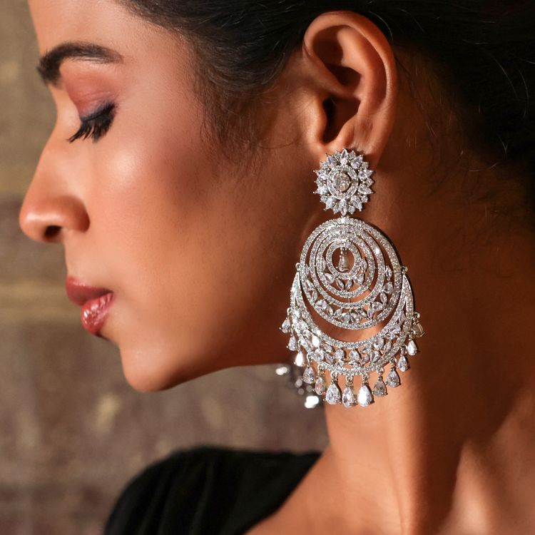American Diamond chaandBaaliyan earrings