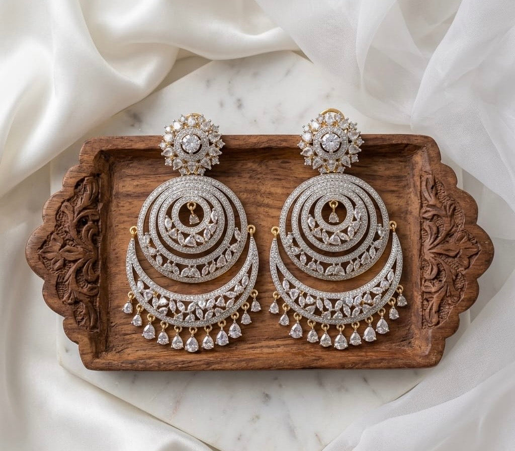 American Diamond chaandBaaliyan earrings