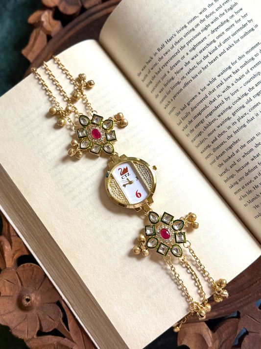 Kundan designed Watch | hand Jewelry