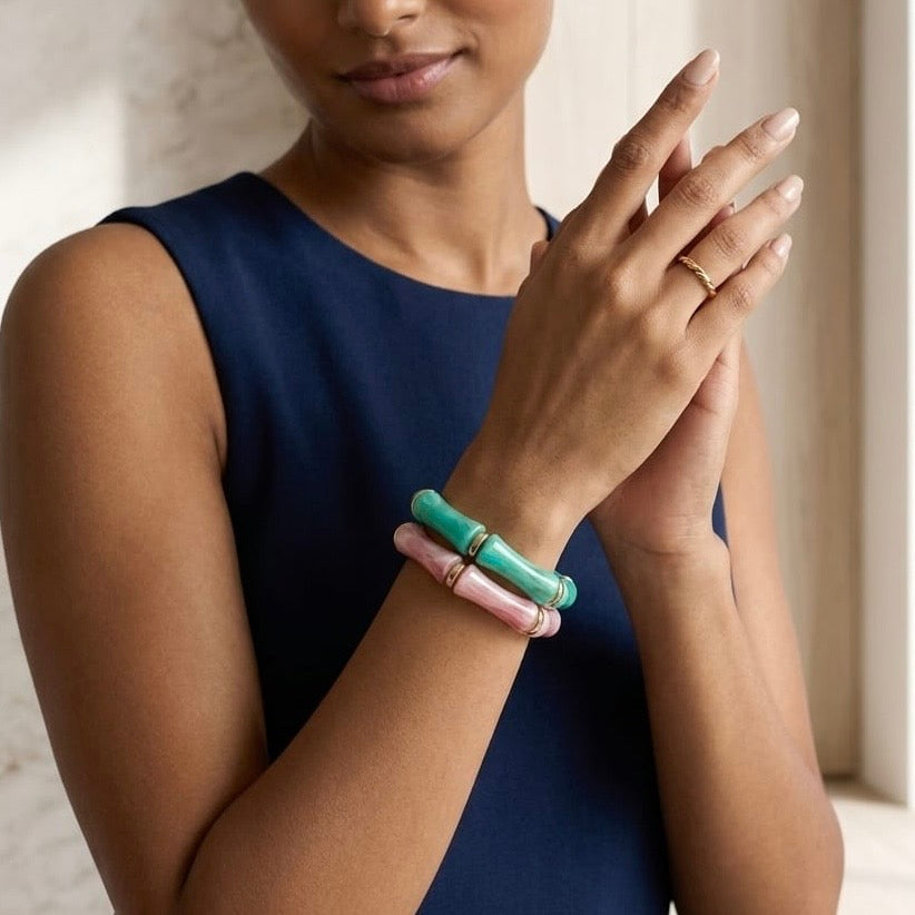Resin retro style stackable bracelet stretchable