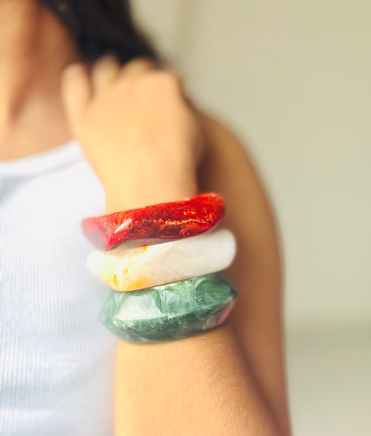 Resin Bracelet Stack / kada 3- piece Set colorful