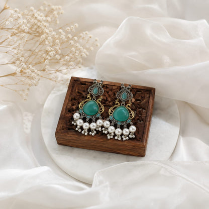 Monalisa stone Statement light-weighted  Silver Earrings