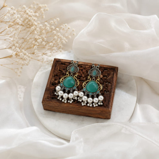 Monalisa stone Statement light-weighted  Silver Earrings