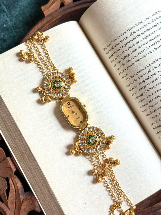 Kundan designed Watch | hand Jewelry