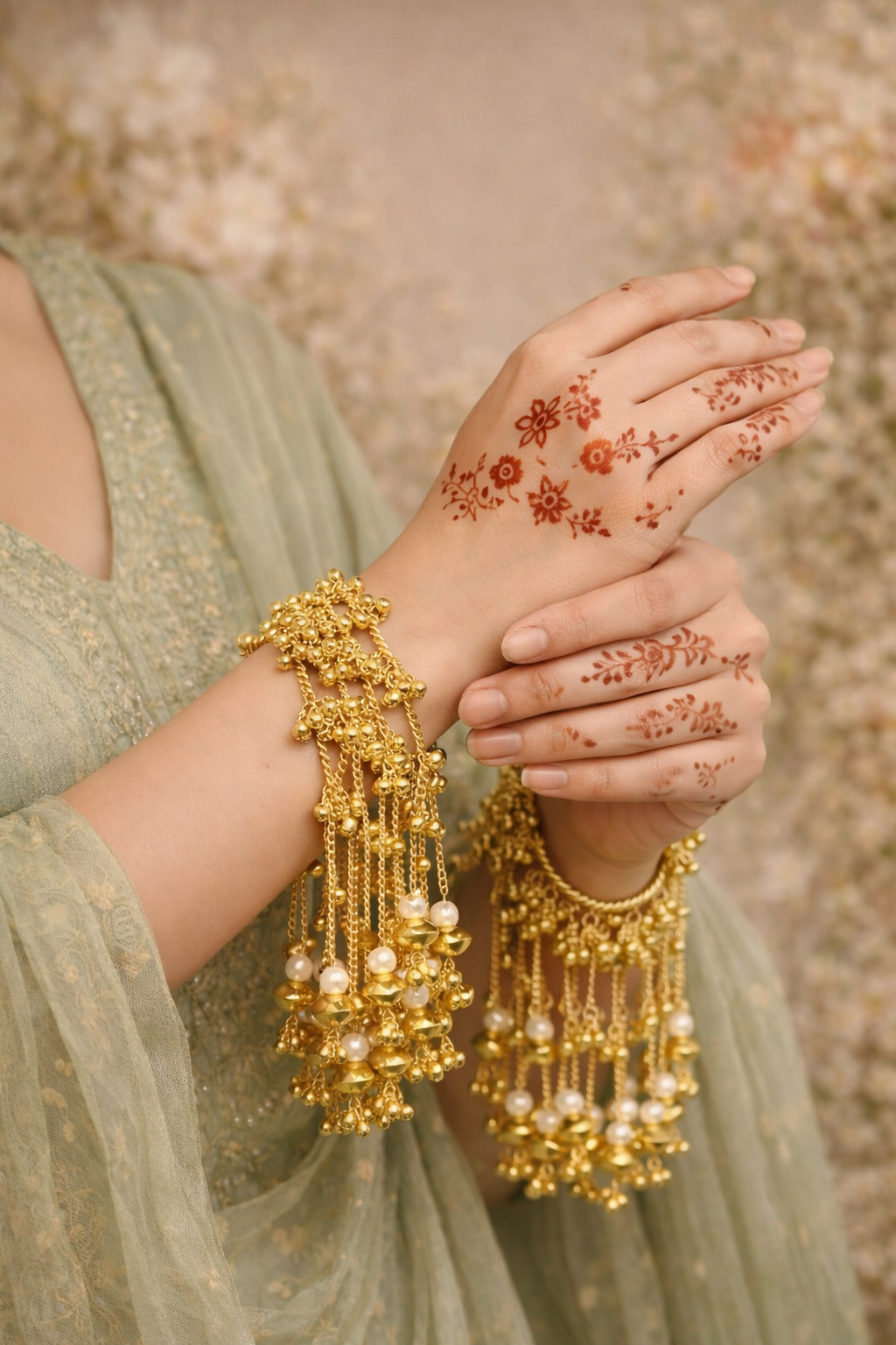 Gold Plated Kashmiri dulhan  kaleera Ghungroo Bangles Kada | Openable