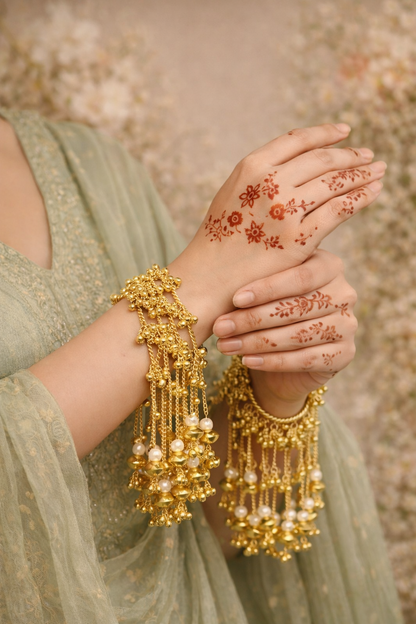 Gold Plated Kashmiri dulhan  kaleera Ghungroo Bangles Kada | Openable