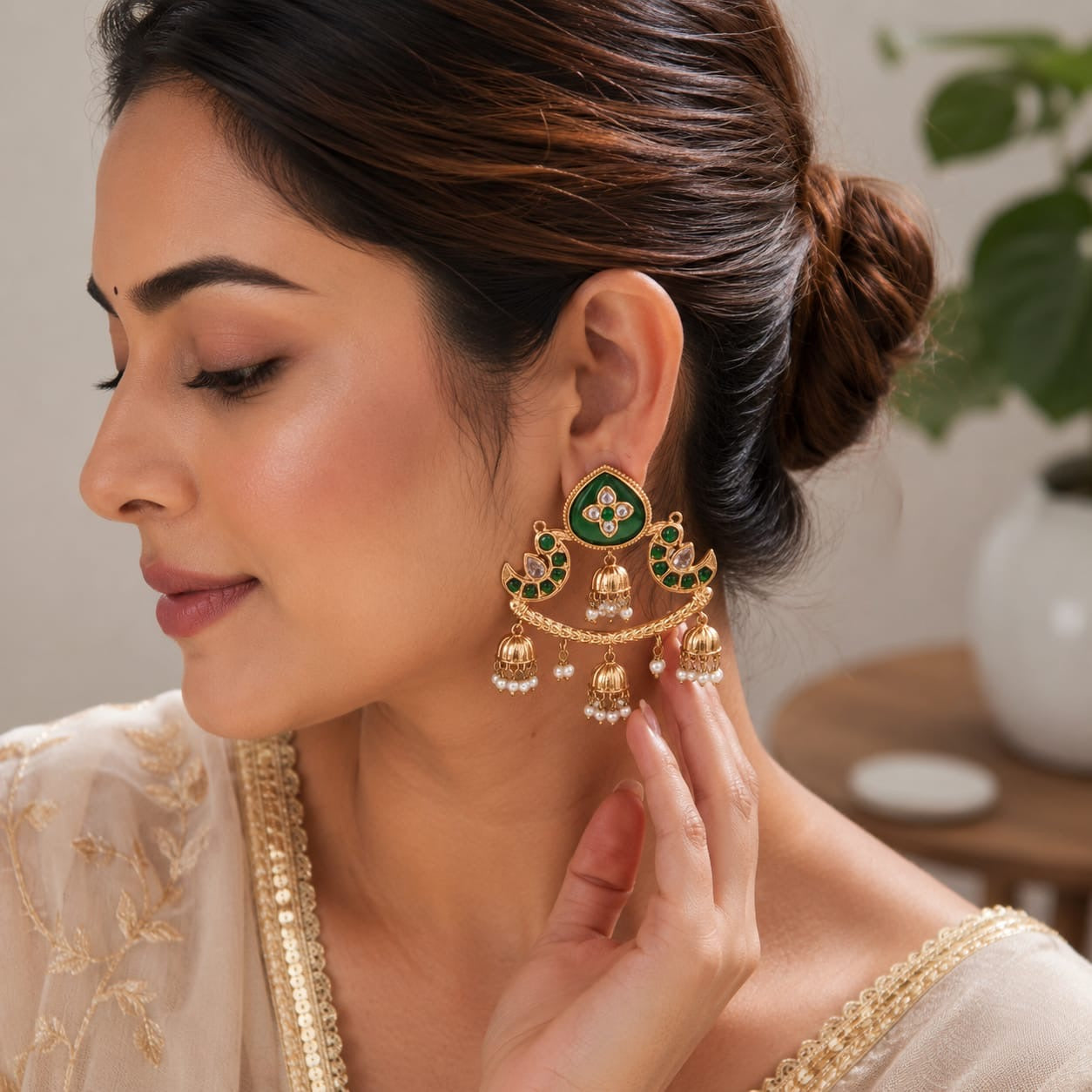 Ashnoor | gold plated Jhumka Earrings