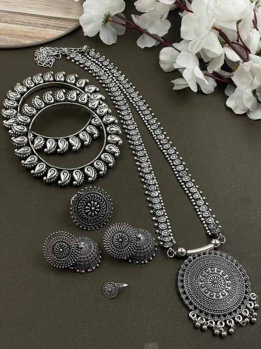 5-Piece Silver Necklace Combo Set - Bloom - By Sushmita