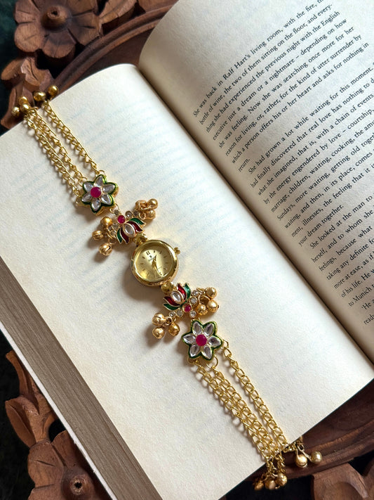 Kundan designed Watch | hand Jewelry