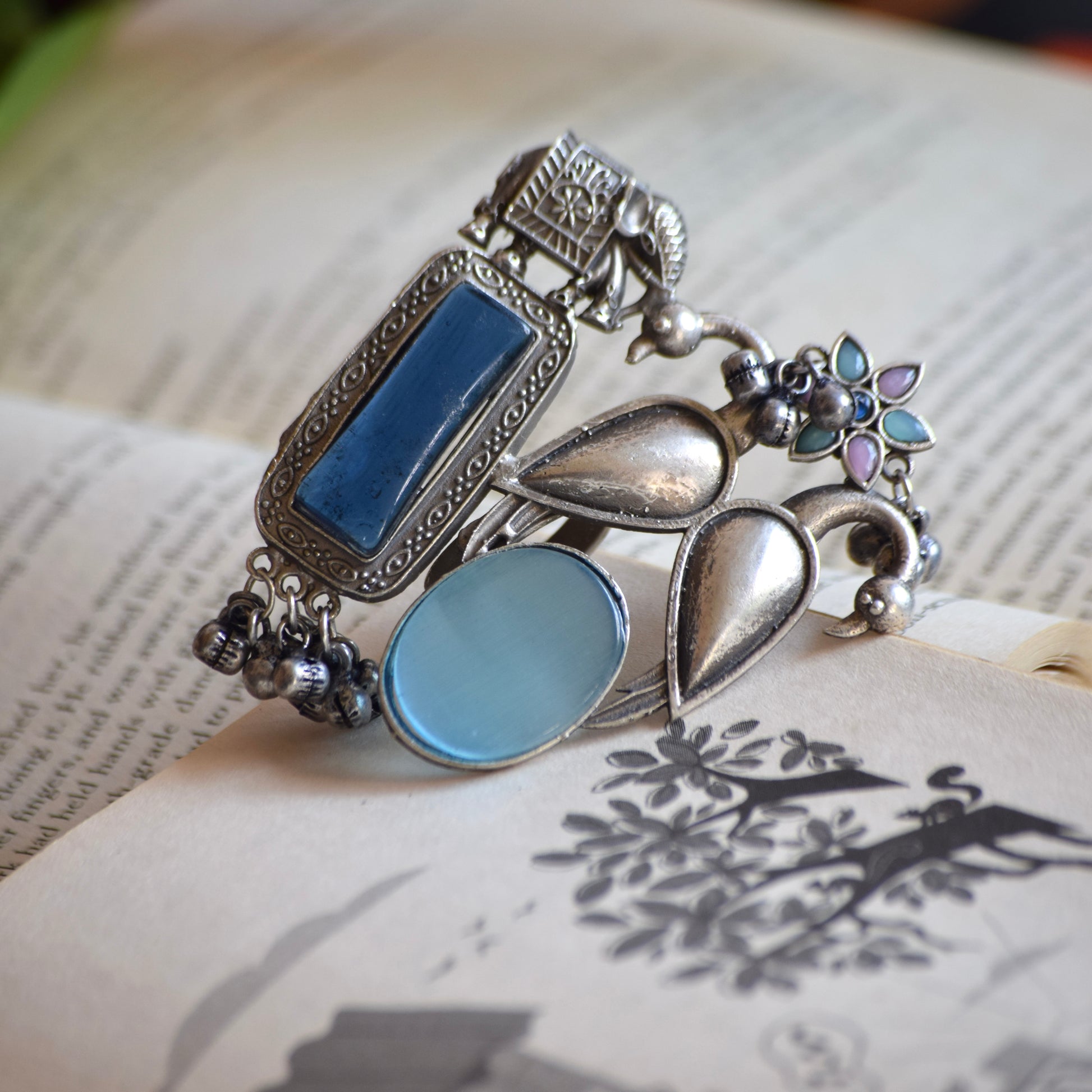 Fusion Ring Default Title oxidised German silver Rings ethnic statement jewellery for saree kurta lehengas outfits by Bloom - By Sushmita India