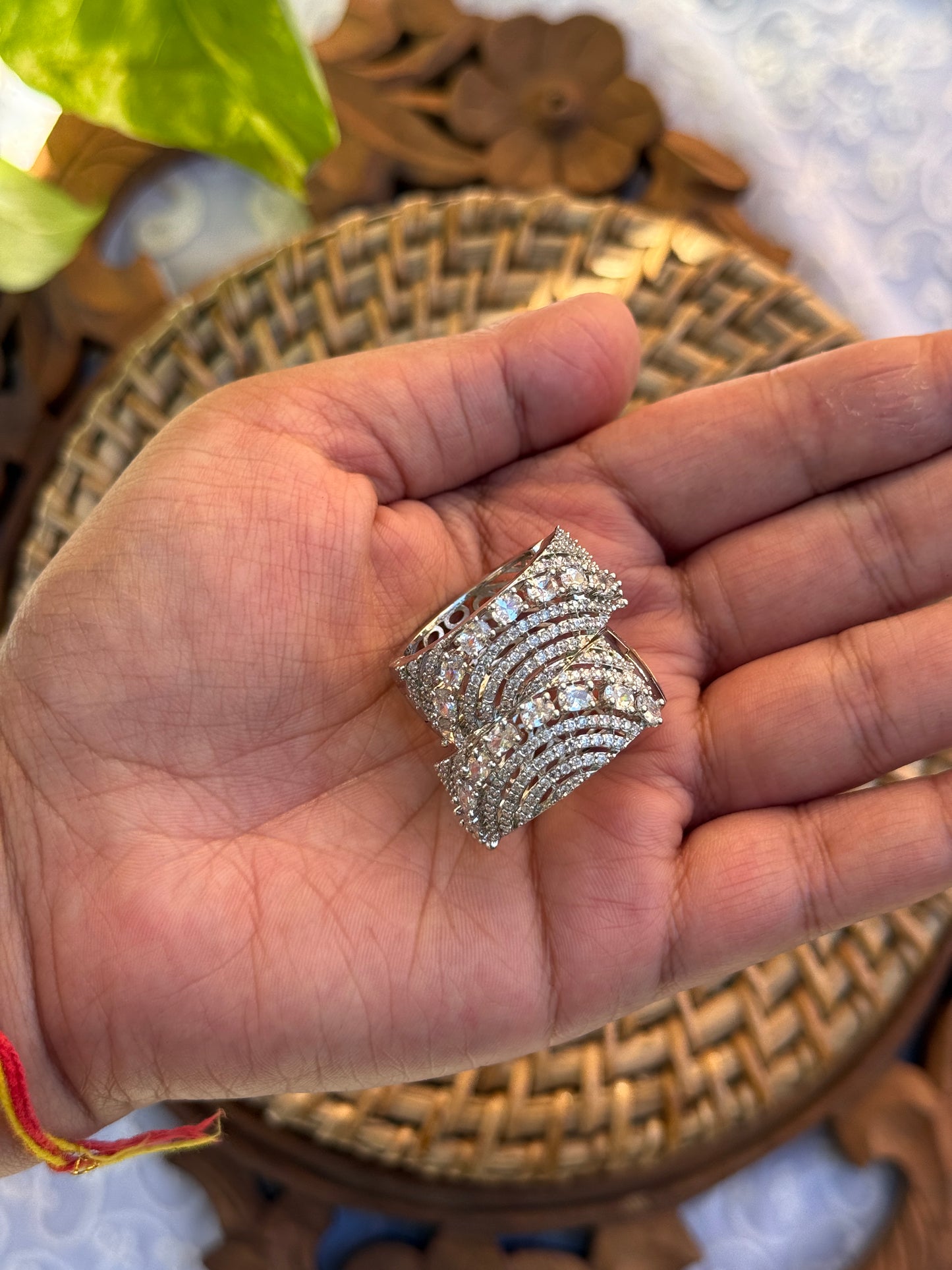 American Diamond studded Baaliyan | बालियाँ oxidised German silver Earrings saree kurta Bloom - By Sushmita India Navratri Diwali Ganpati holi Eid