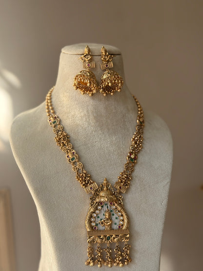 Handcrafted Krishna Necklace- heritage 18k gold plated temple necklace set