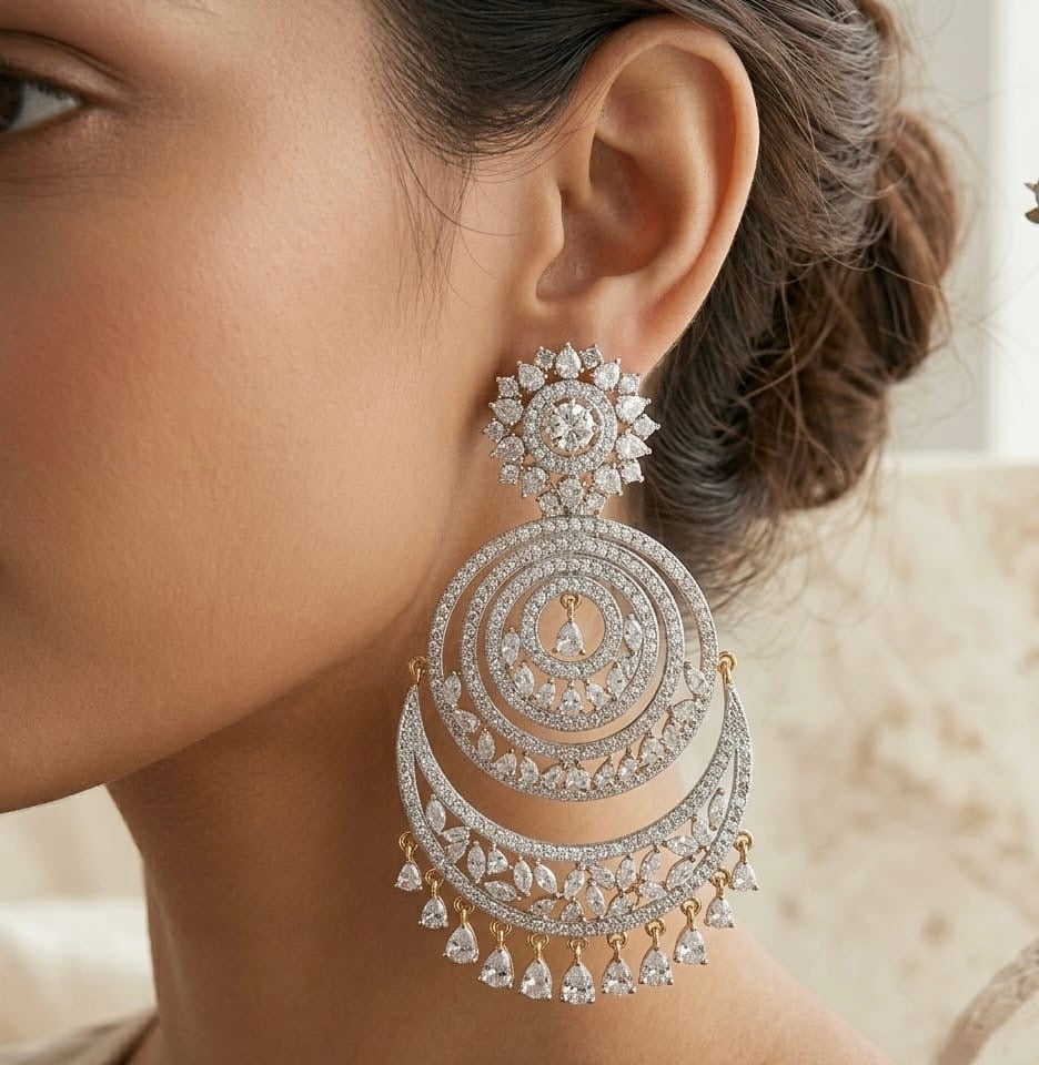 American Diamond chaandBaaliyan earrings