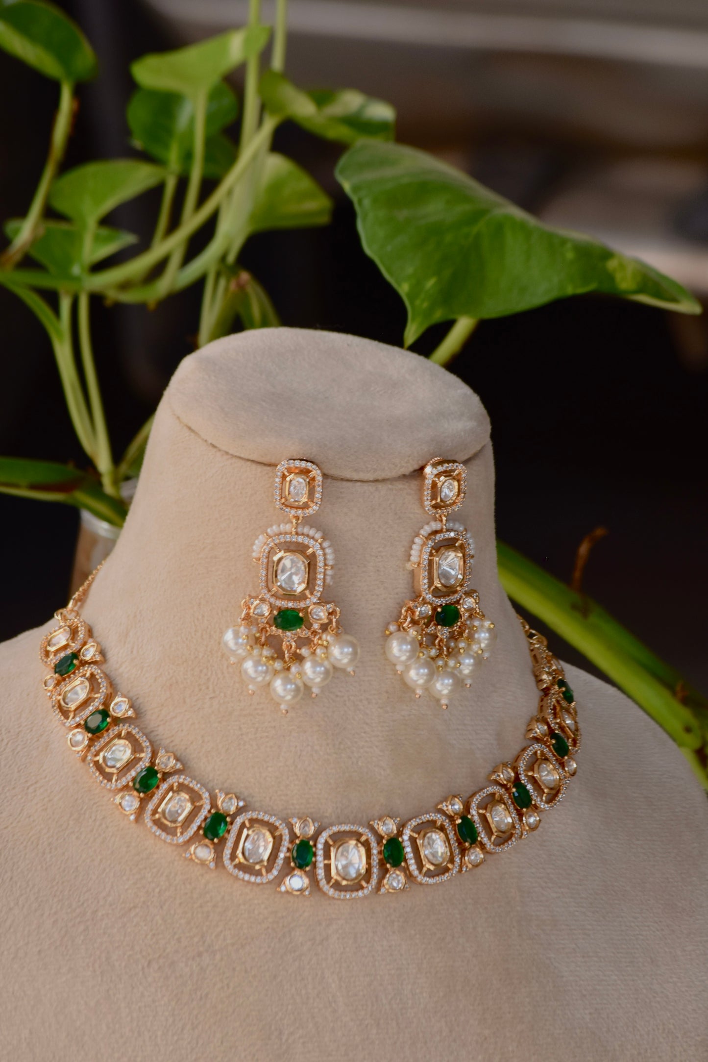 Swarna - heritage 18k gold plated kundan necklace set