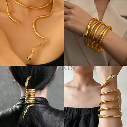 Flexible bendable Wrap Around Snake Necklace /  Snake Bracelet / waist belt