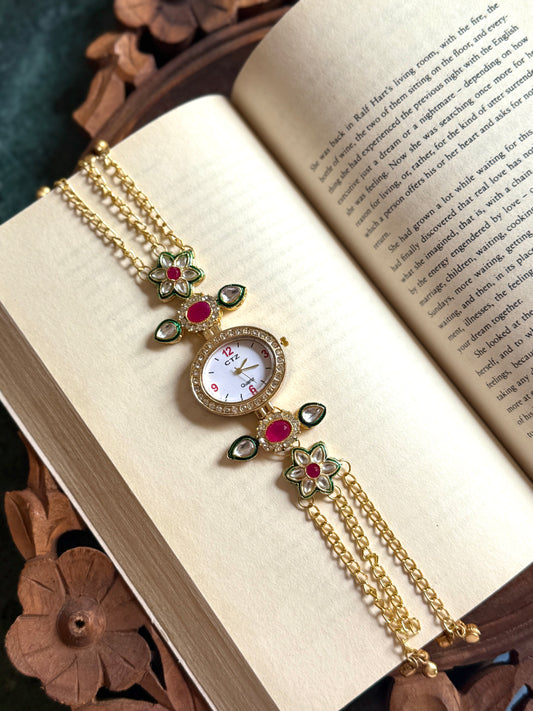 Kundan designed Watch | hand Jewelry
