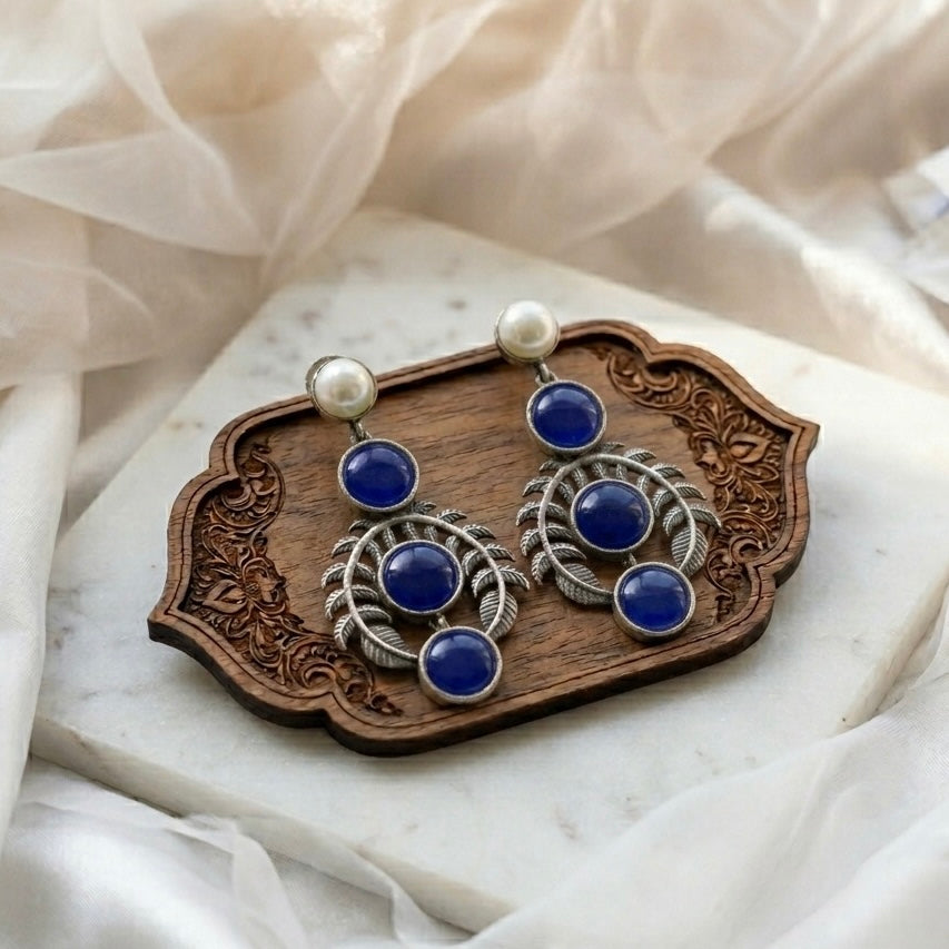 Monalisa stone Statement light-weighted  Silver Earrings