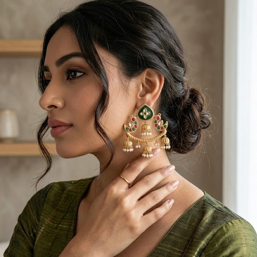 Ashnoor | gold plated Jhumka Earrings