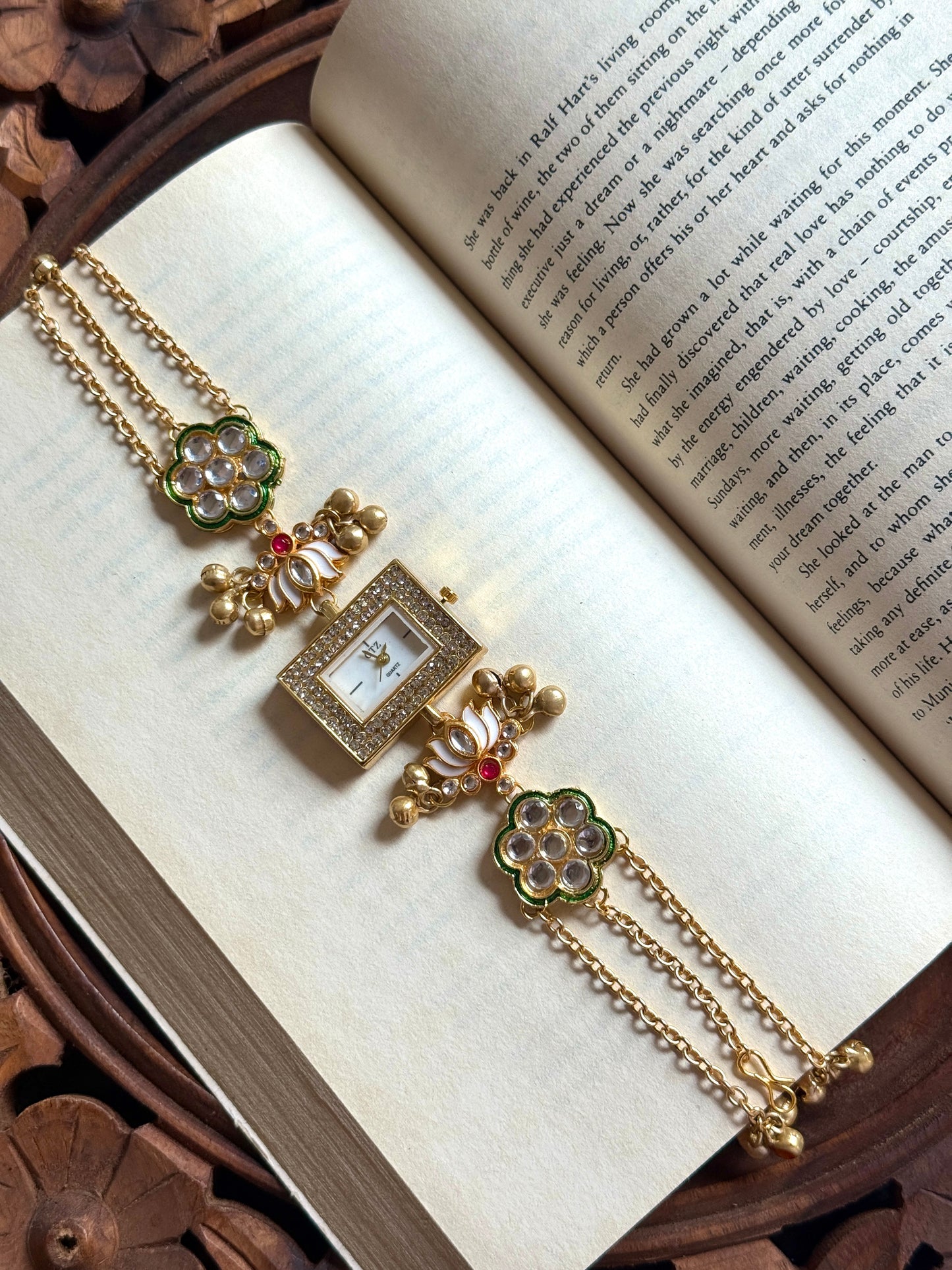 Kundan designed Watch | hand Jewelry