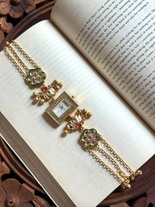 Kundan designed Watch | hand Jewelry