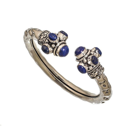 German Oxidised Silver Tribal Kada with Stone Antique Design Indian Kada Bangle Bracelet for Men & Women oxidised German silver saree kurta Bloom - By Sushmita India Navratri Diwali Ganpati holi Eid