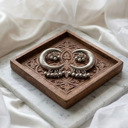 Chaand Earrings with ghungru | German Silver Earrings (Copy)