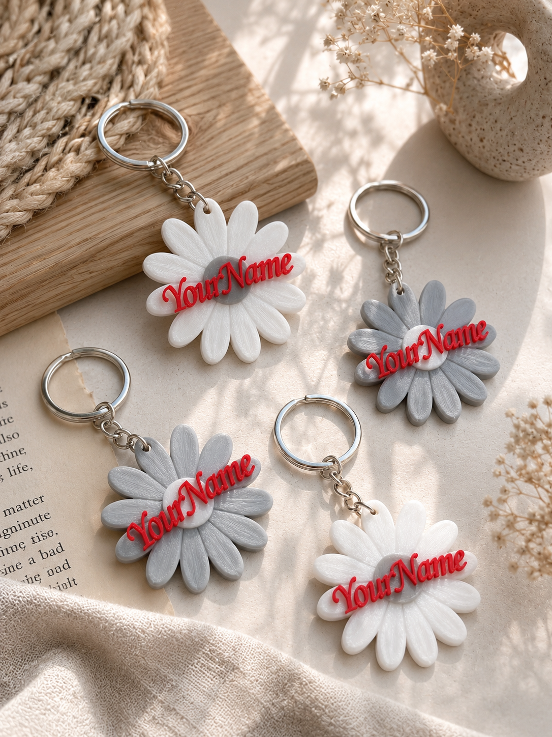 Custom Name Daisy Keychain 🌼