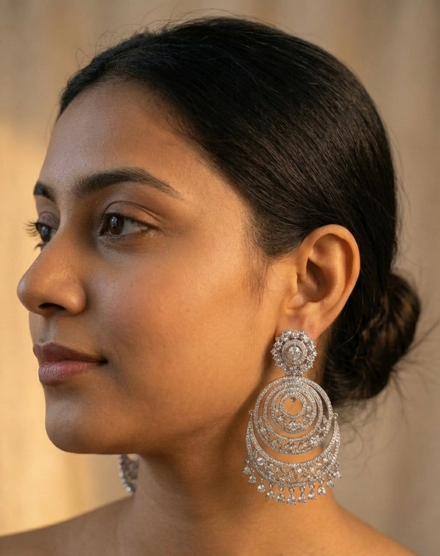 American Diamond chaandBaaliyan earrings