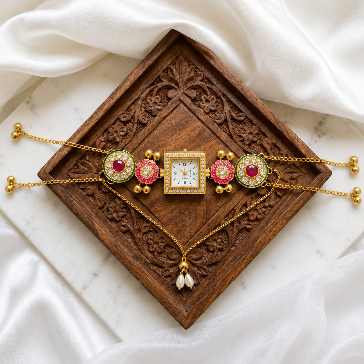 Kundan designed Watch | hand Jewelry