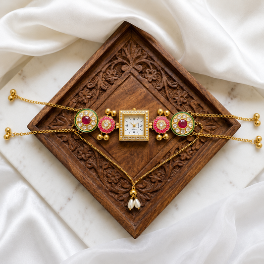 Kundan designed Watch | hand Jewelry