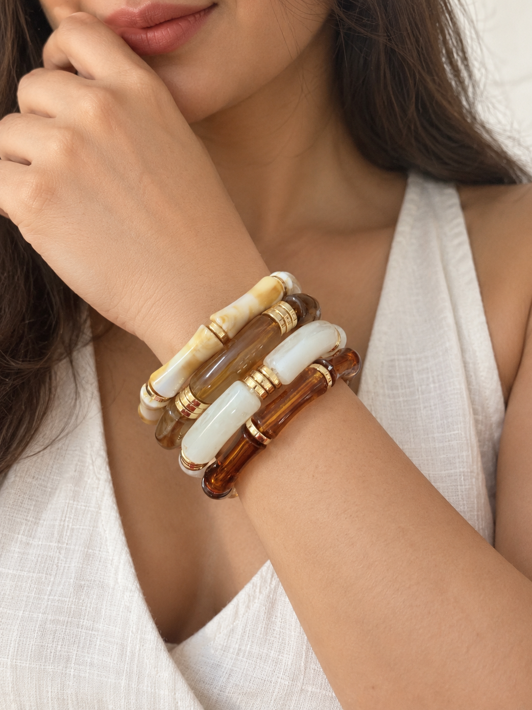 Retro Acrylic Resin Stack Bracelet
