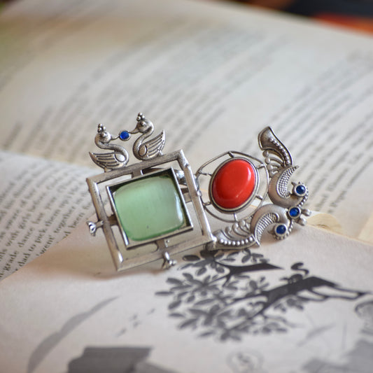 Fusion Ring Default Title oxidised German silver Rings ethnic statement jewellery for saree kurta lehengas outfits by Bloom - By Sushmita India