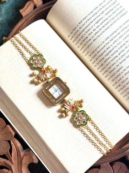Kundan designed Watch | hand Jewelry