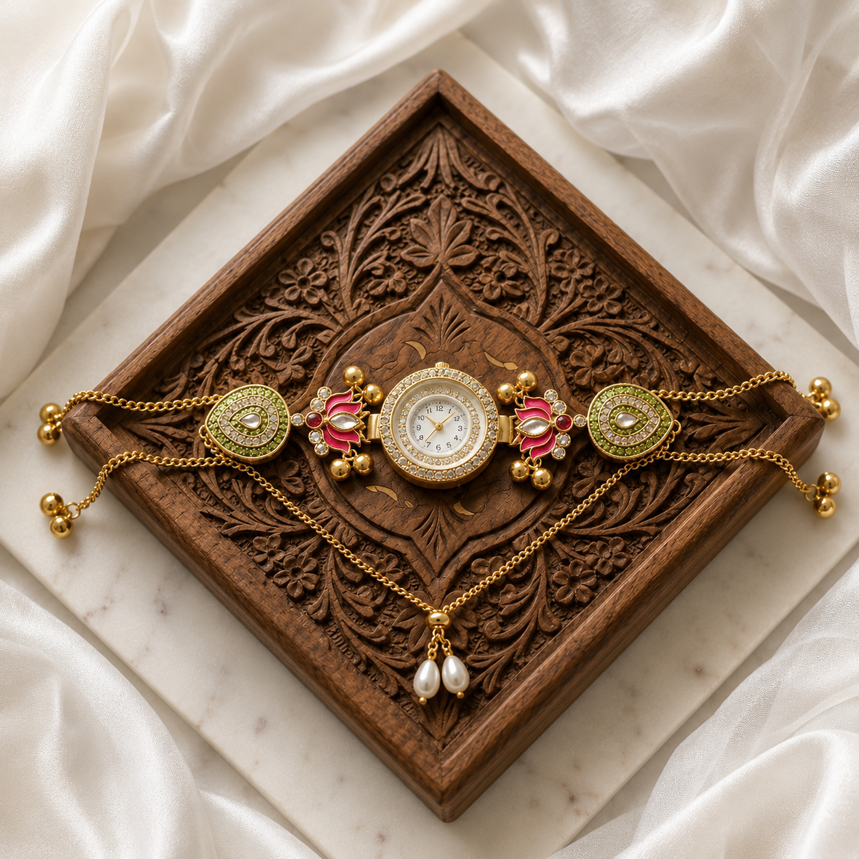 Kundan designed Watch | hand Jewelry