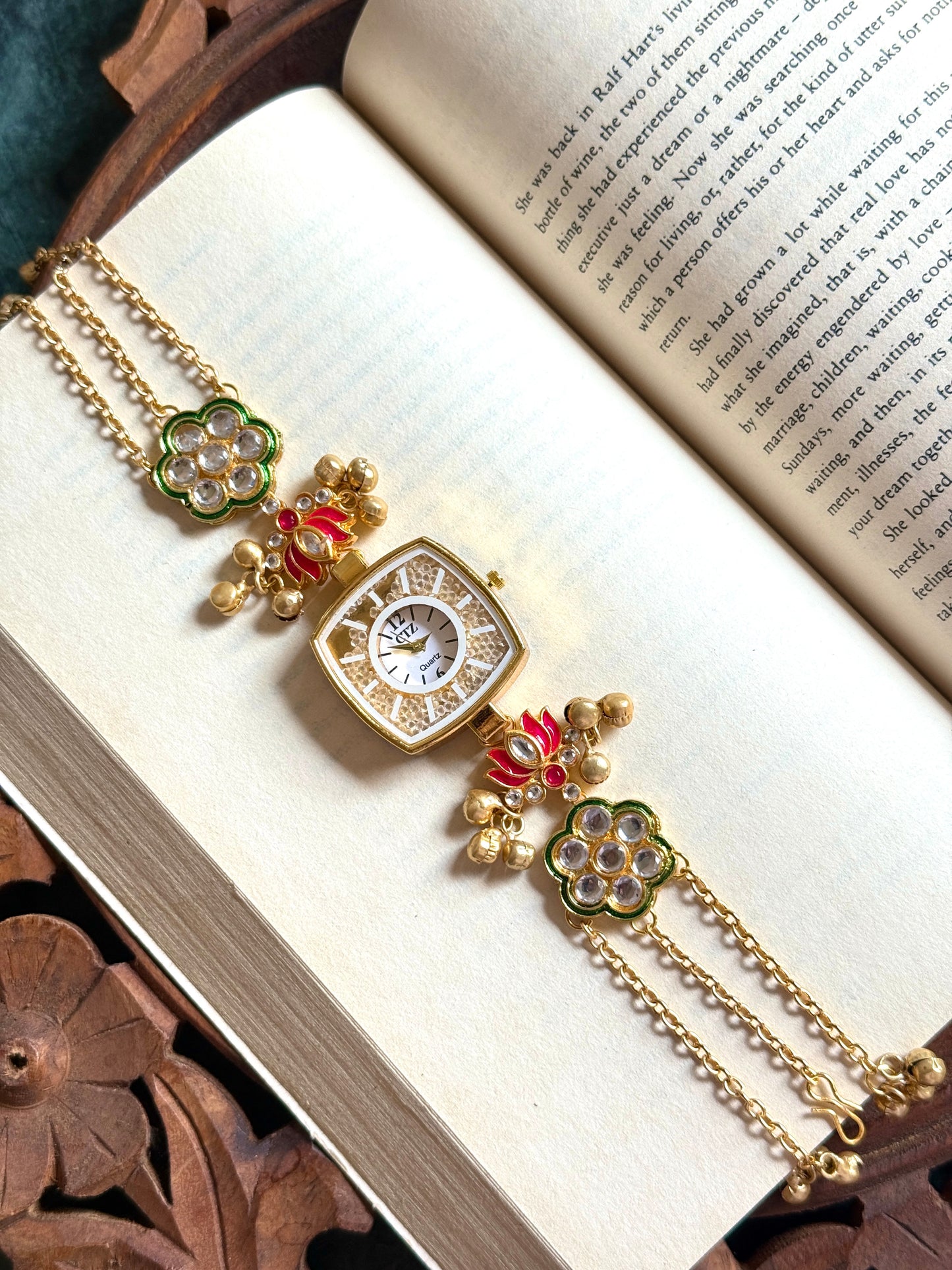 Kundan designed Watch | hand Jewelry