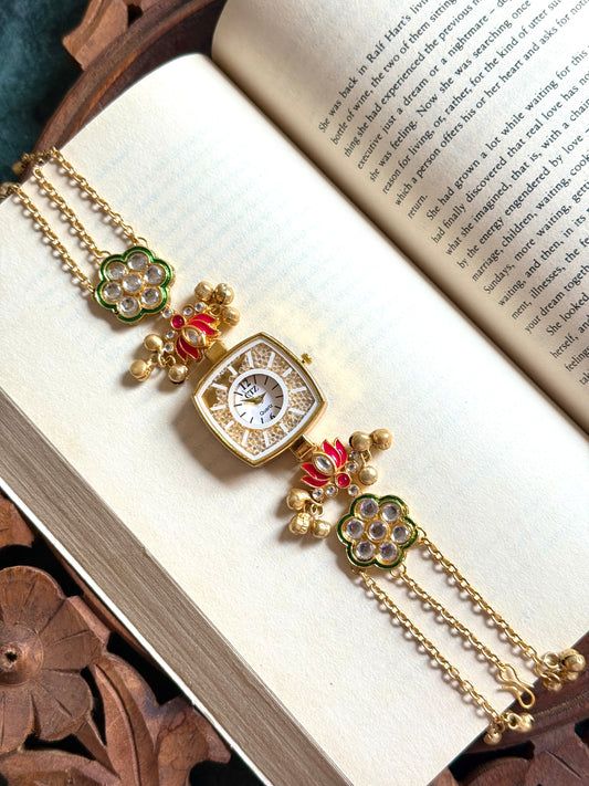 Kundan designed Watch | hand Jewelry