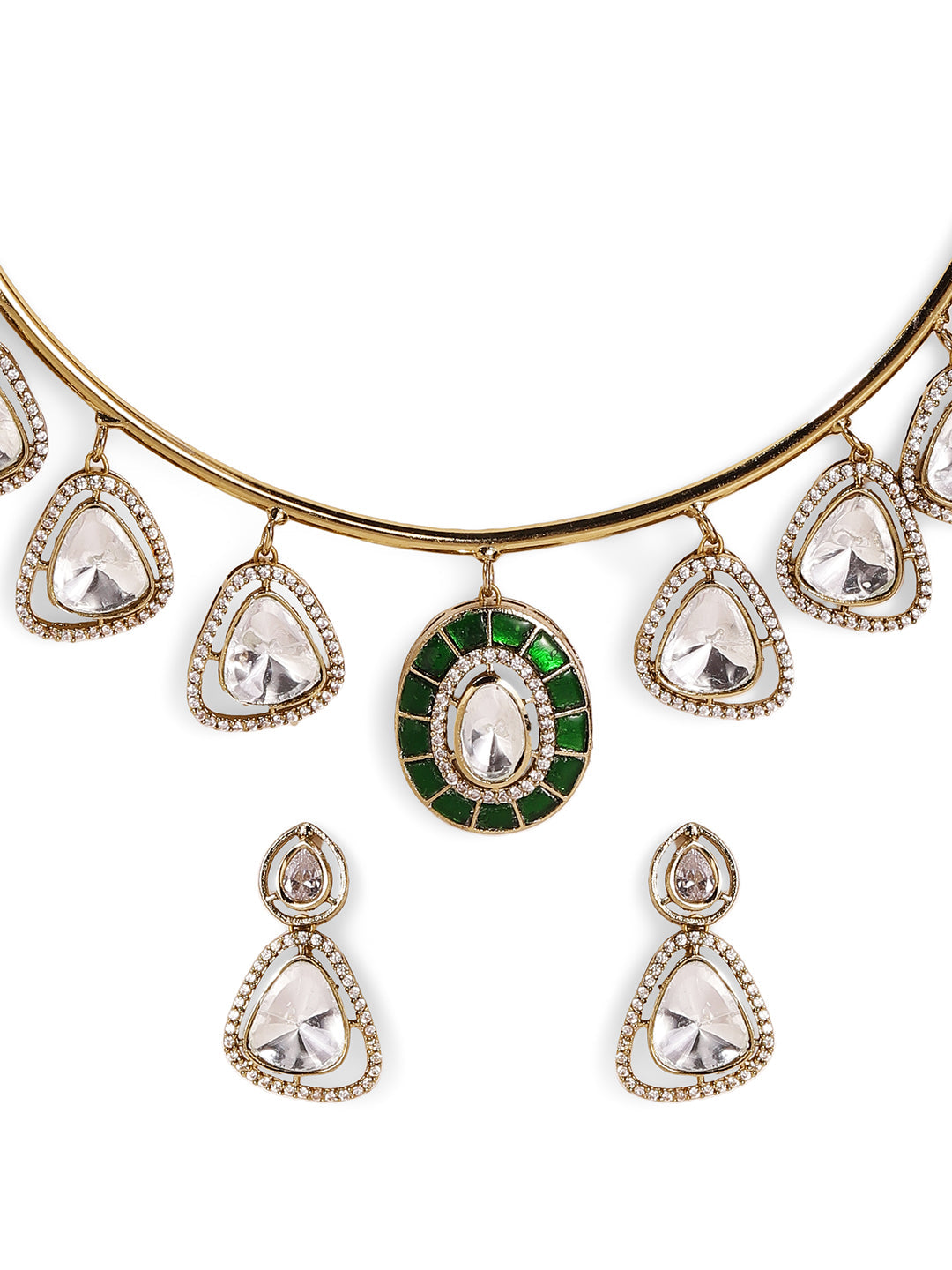 Handcrafted Moissanite Polki Hasli- heritage 18k gold plated kundan necklace set