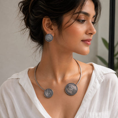 Meher statement Hasli collar Necklace with Earrings