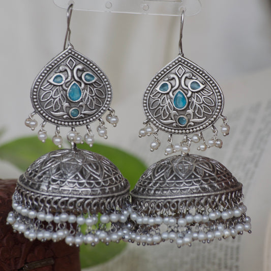 AIRA  - Statement Earrings | White pearl Jhumka