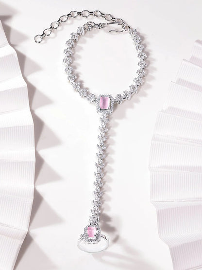 Rhodium Plated Zirconia Studded Fashionable Hath Phool