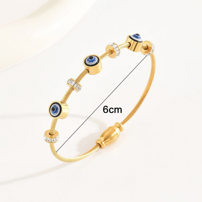 Evil Eye Cuff golden bracelet with Magnetic Closure