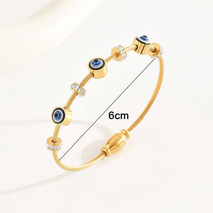 Evil Eye Cuff golden bracelet with Magnetic Closure