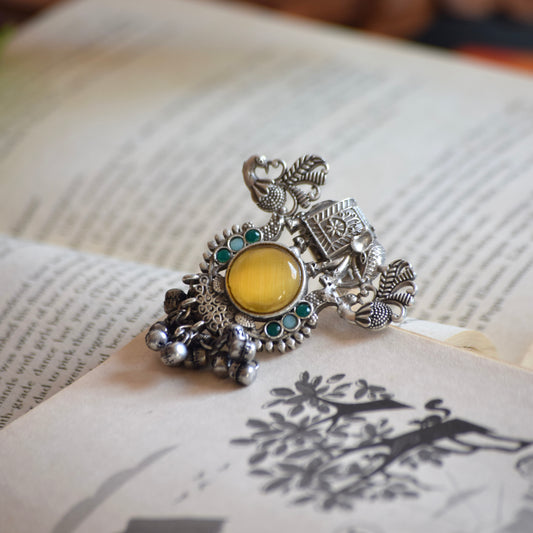 Fusion Ring Default Title oxidised German silver Rings ethnic statement jewellery for saree kurta lehengas outfits by Bloom - By Sushmita India