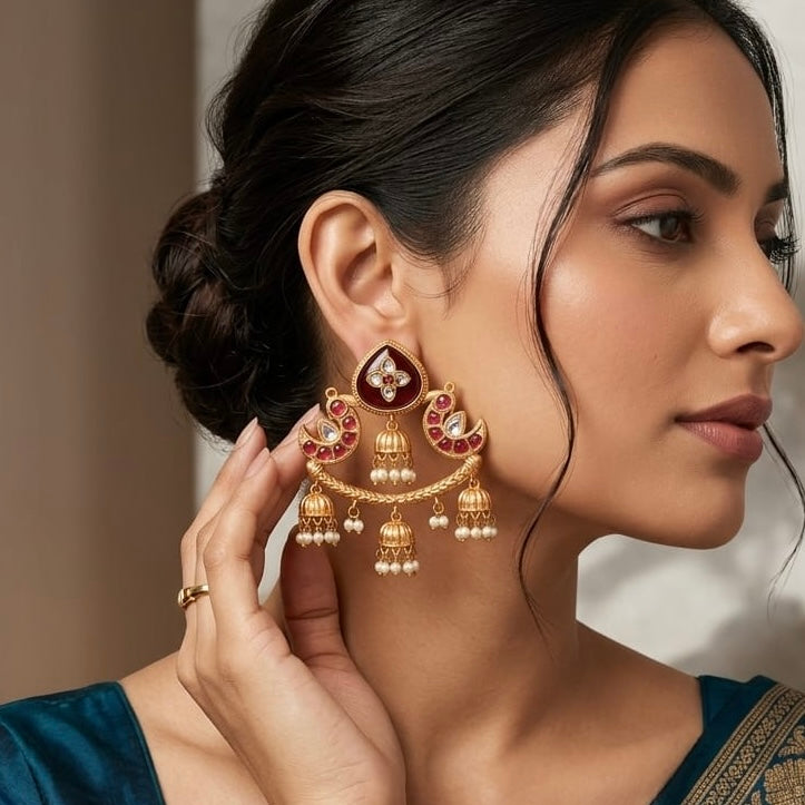 Ashnoor | gold plated Jhumka Earrings