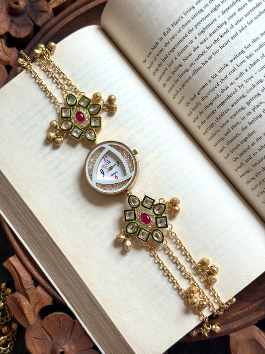 Kundan designed Watch | hand Jewelry
