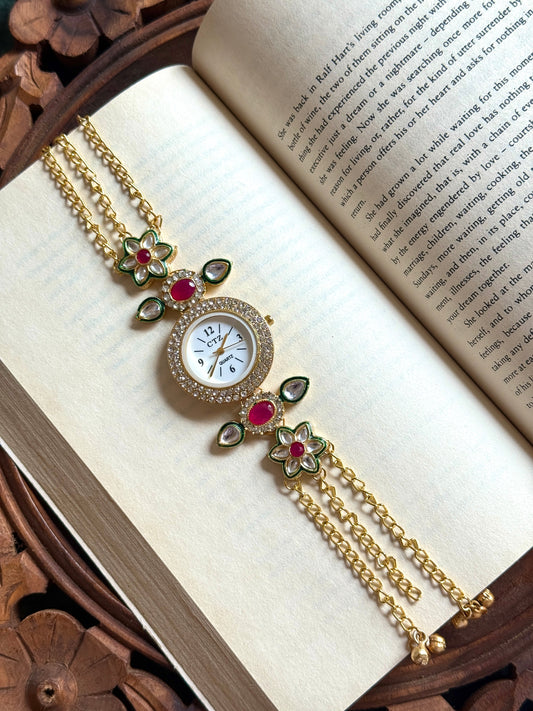 Kundan designed Watch | hand Jewelry