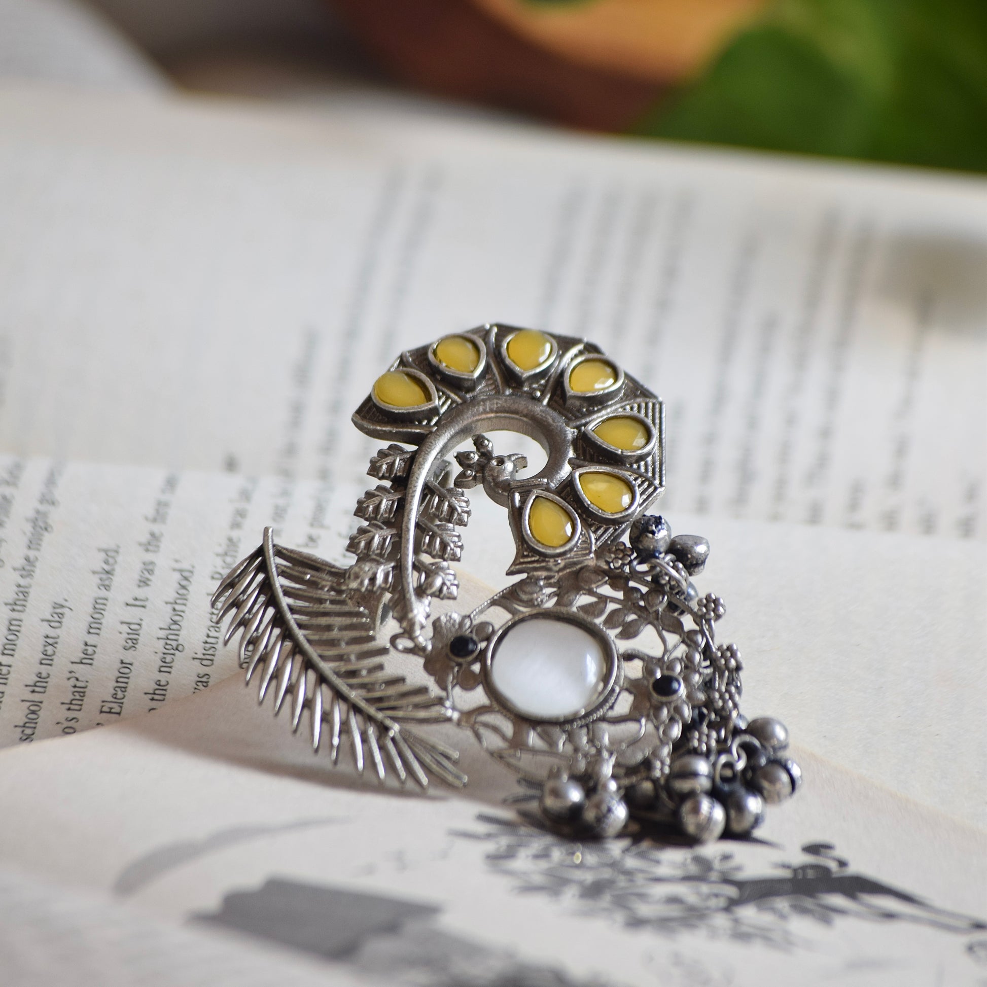 Fusion Ring oxidised German silver Rings saree kurta Bloom - By Sushmita India Navratri Diwali Ganpati holi Eid